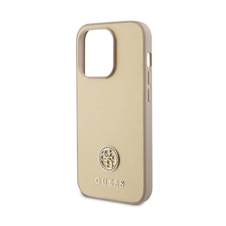 Dėklas Guess Strass Metal Logo do iPhone 15 Pro - aukso spalvos