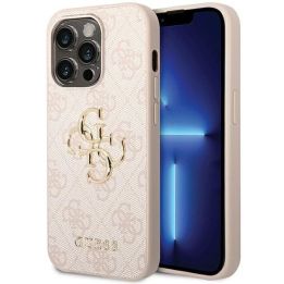 Guess 4G Big Metal Logo dėklas iPhone 15 Pro Max - rožinis
