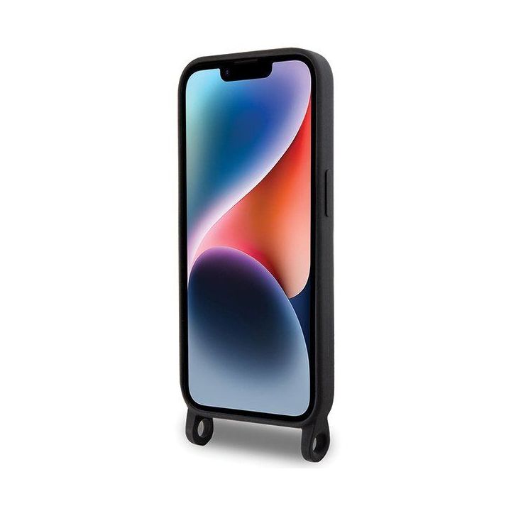 Karl Lagerfeld Crossbody silikoninis iPhone 15 Pro Max dėklas su ikonomis - juodas