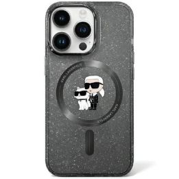 Karl Lagerfeld Karl&Choupette Glitter MagSafe dėklas iPhone 11 / Xr - Juodos spalvos