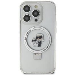 Dėklas Karl Lagerfeld Ring Stand Karl&Choupettte MagSafe do iPhone 11 / Xr - baltas