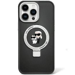 Dėklas Karl Lagerfeld Ring Stand Karl&Choupettte MagSafe do iPhone 13 Pro - Juodos spalvos