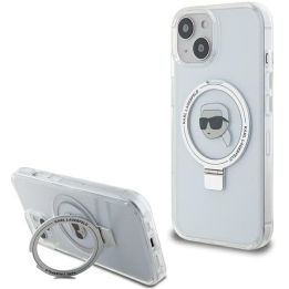 Dėklas Karl Lagerfeld Ring Stand Karl Head MagSafe do iPhone 15 - baltas