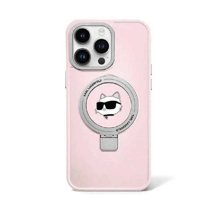 Dėklas Karl Lagerfeld Ring Stand Choupette Head MagSafe do iPhone 15 Pro Max - daugialypė terpė