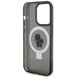 Dėklas Karl Lagerfeld Ring Stand Karl&Choupettte MagSafe do iPhone 15 Pro Max - juodos spalvos