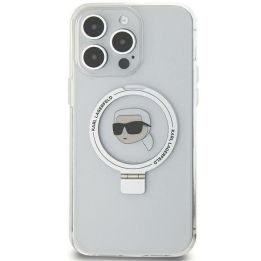 Dėklas Karl Lagerfeld Ring Stand Karl Head MagSafe do iPhone 15 Pro Max - baltas