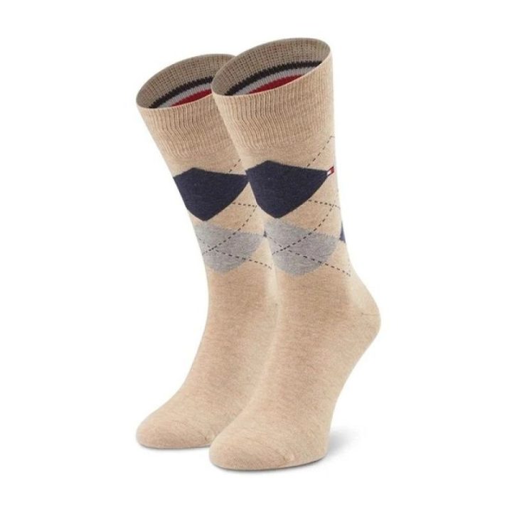 Vyriškų kojinių komplektas Tommy Hilfiger, 2 poros, smėlio ir tamsiai mėlynos