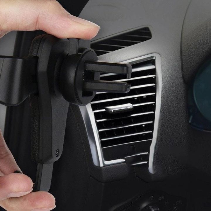 Automobilinis laikiklis H01 Juodas automobilinis laikiklis ventiliacijos grotelėms