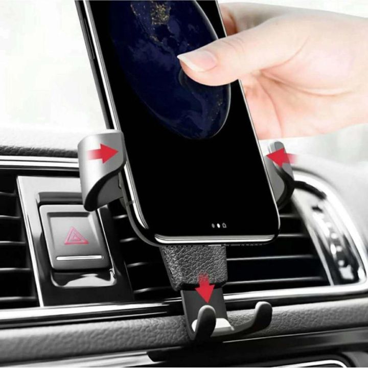 Automobilinis laikiklis H01 Juodas automobilinis laikiklis ventiliacijos grotelėms