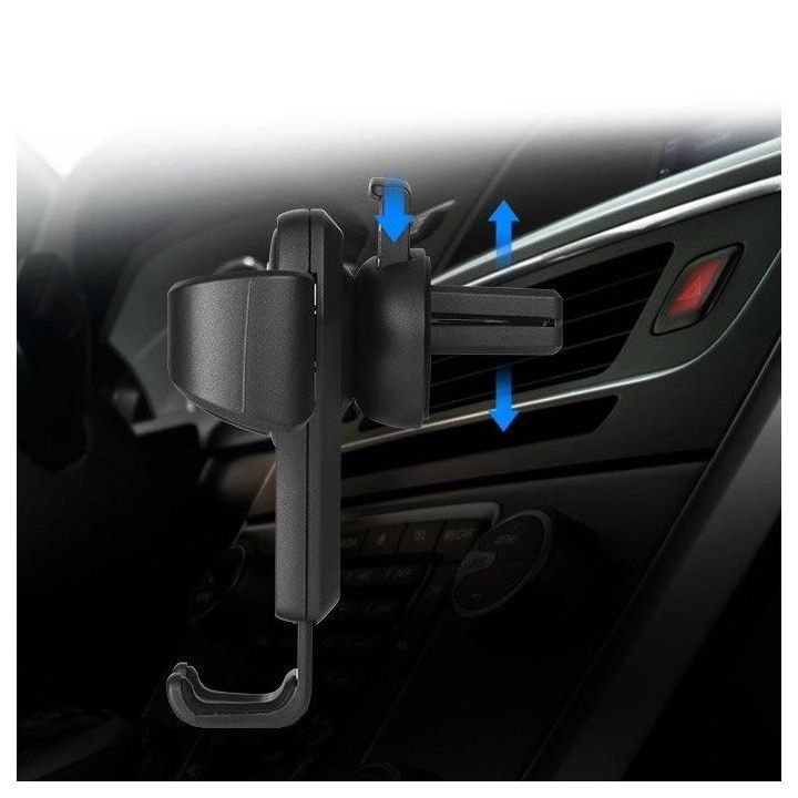 Automobilinis laikiklis H01 Juodas automobilinis laikiklis ventiliacijos grotelėms