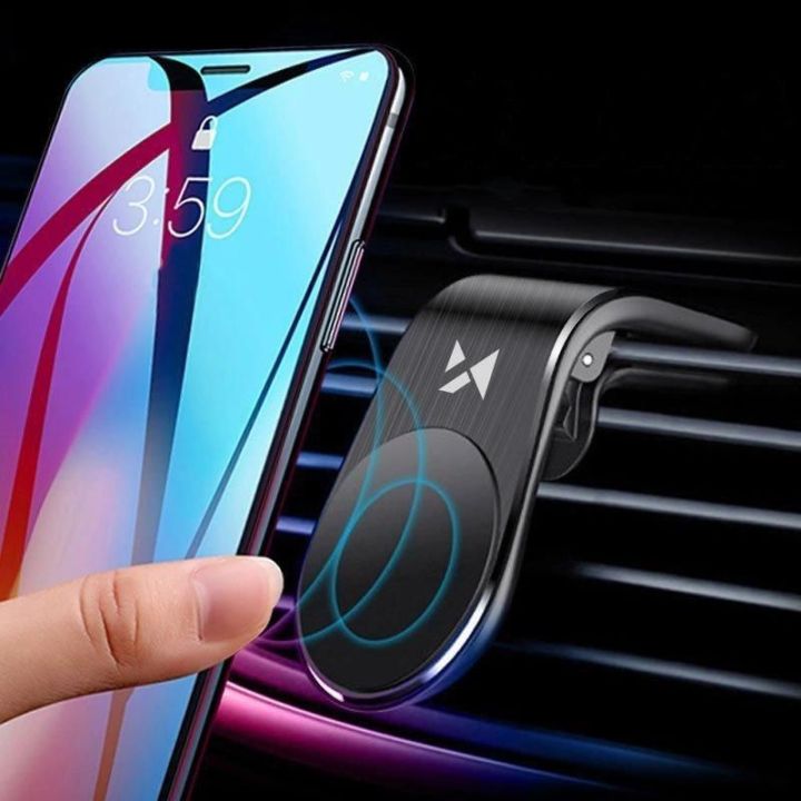 Magnetinis telefono laikiklis ant ventiliacijos grotelių juodas (WCH-02)