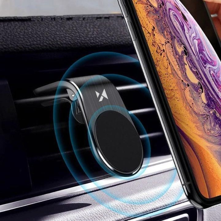 Magnetinis telefono laikiklis ant ventiliacijos grotelių juodas (WCH-02)