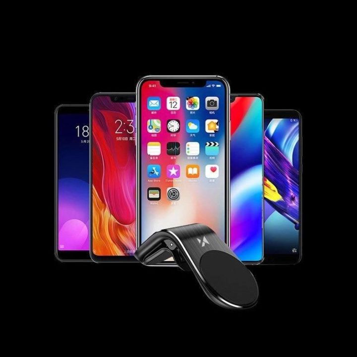 Magnetinis telefono laikiklis ant ventiliacijos grotelių juodas (WCH-02)