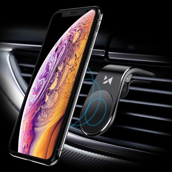 Magnetinis telefono laikiklis ant ventiliacijos grotelių juodas (WCH-02)