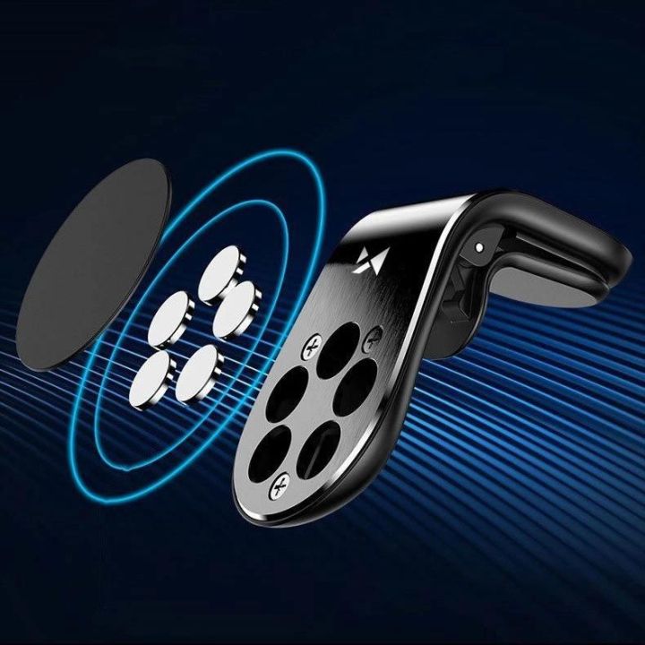 Magnetinis telefono laikiklis ant ventiliacijos grotelių juodas (WCH-02)