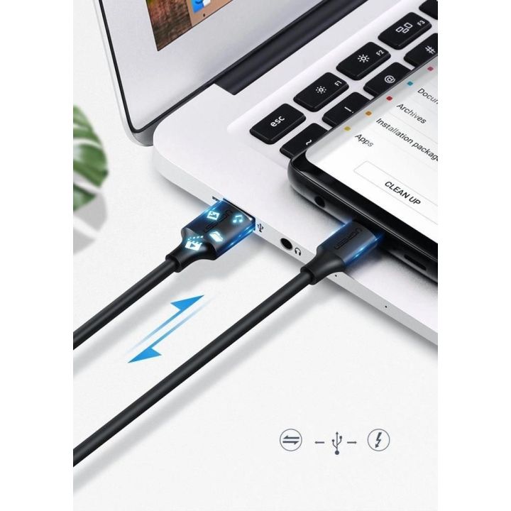 USB kabelis – USB Type C 2 A 2m juodas kabelis (60118)