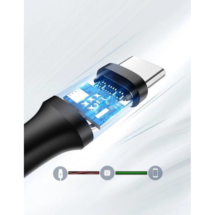 USB kabelis – USB Type C 2 A 2m juodas kabelis (60118)