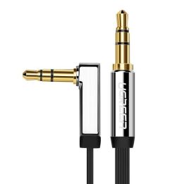 Plokščias kabelis AUX garso kabelis 3,5 mm mini lizdas 1 m sidabrinės spalvos (10597)