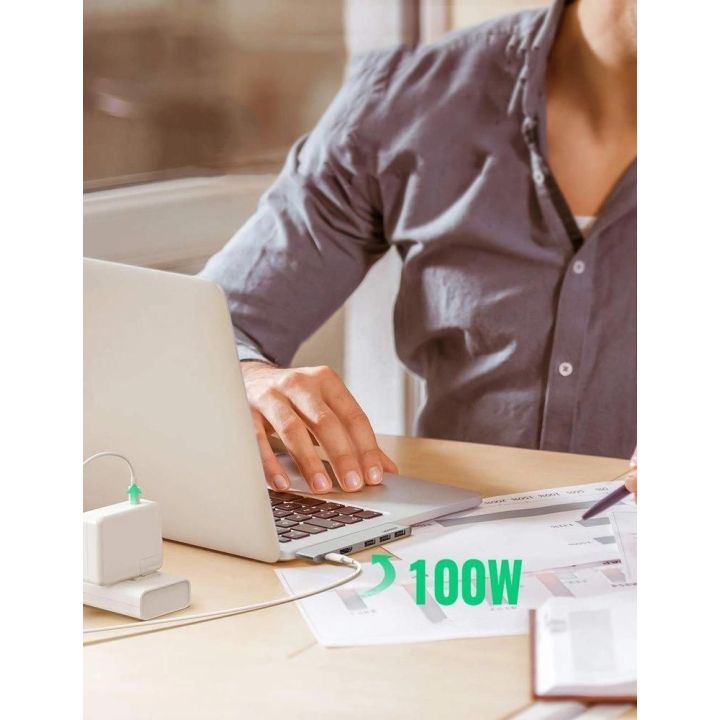 daugiafunkcinis šakotuvas 2x USB Type C to USB Type C PD (Thunderbolt 3, 100 W, 4K @ 60 Hz, 10 Gbps) / HDMI 4K @ 30 Hz / 3x USB