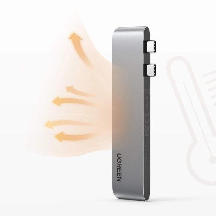 daugiafunkcinis šakotuvas 2x USB Type C to USB Type C PD (Thunderbolt 3, 100 W, 4K @ 60 Hz, 10 Gbps) / HDMI 4K @ 30 Hz / 3x USB