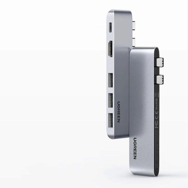 daugiafunkcinis šakotuvas 2x USB Type C to USB Type C PD (Thunderbolt 3, 100 W, 4K @ 60 Hz, 10 Gbps) / HDMI 4K @ 30 Hz / 3x USB