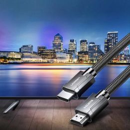 kabelis HDMI 2.1 kabelis 8K 60 Hz / 4K 120 Hz 3D 48 Gbps HDR VRR QMS ALLM eARC QFT 2 m pilkos spalvos (HD135 70321)
