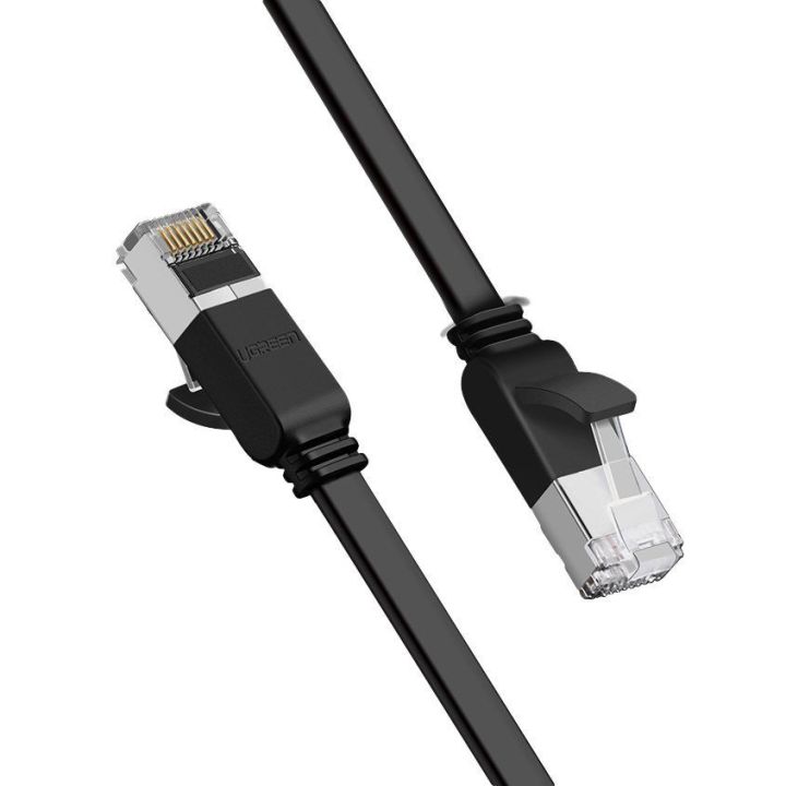 Plokščias interneto tinklo kabelis Ethernet kabelis RJ45 Cat 6 UTP 1000 Mbps 2 m juodas (50185)