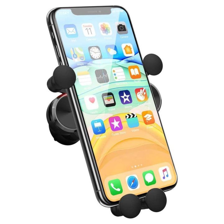 Automobilio telefono laikiklis, skirtas ventiliacijos grotelėms, juodas (WCH-05)