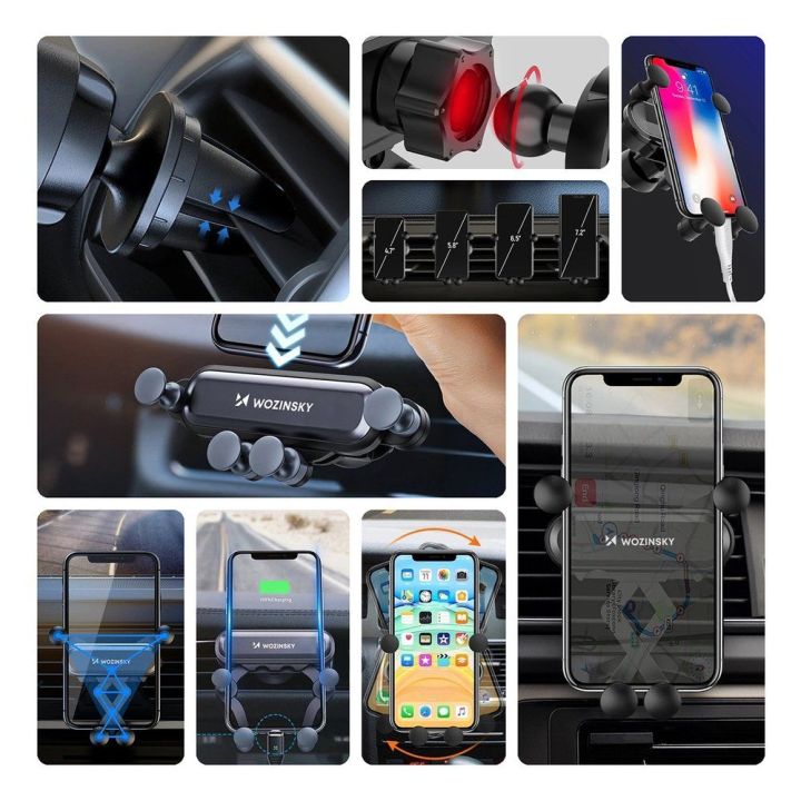 Automobilio telefono laikiklis, skirtas ventiliacijos grotelėms, juodas (WCH-05)