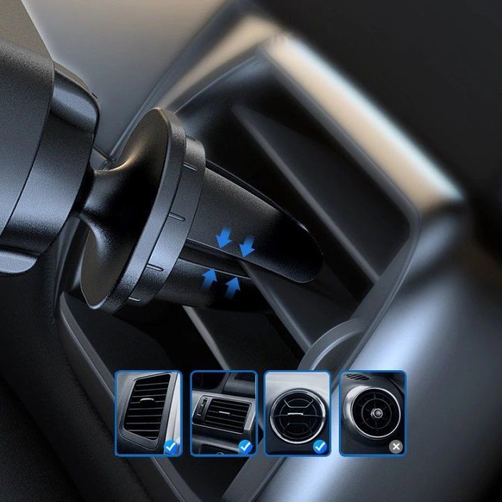 Automobilio telefono laikiklis, skirtas ventiliacijos grotelėms, juodas (WCH-05)