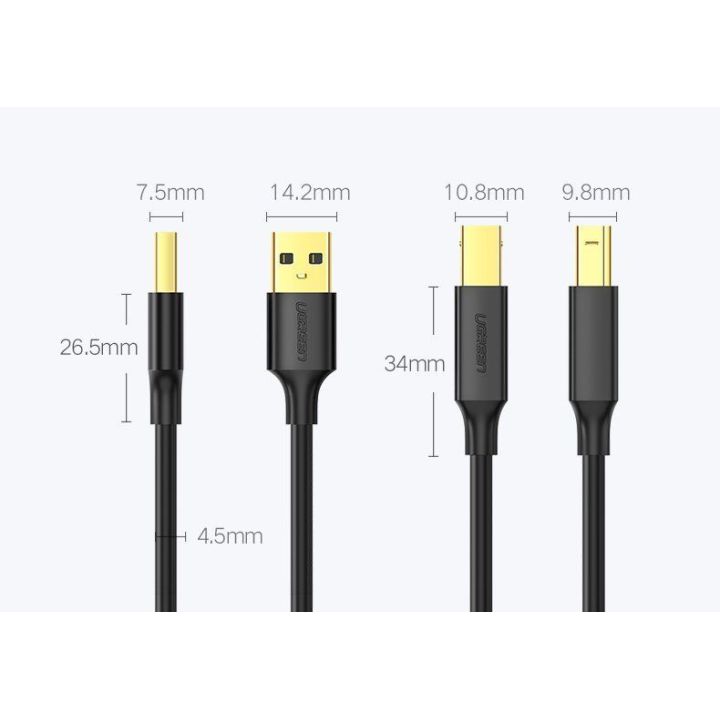 USB B tipo spausdintuvo kabelis (vyriškas) - USB 2.0 (vyriškas) 480 Mbps 1,5 m juodas (US135 10350)