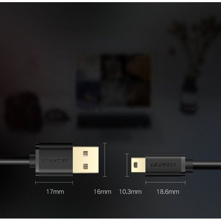 kabelis USB - mini USB kabelis 480 Mbps 3 m juodas (US132 10386)
