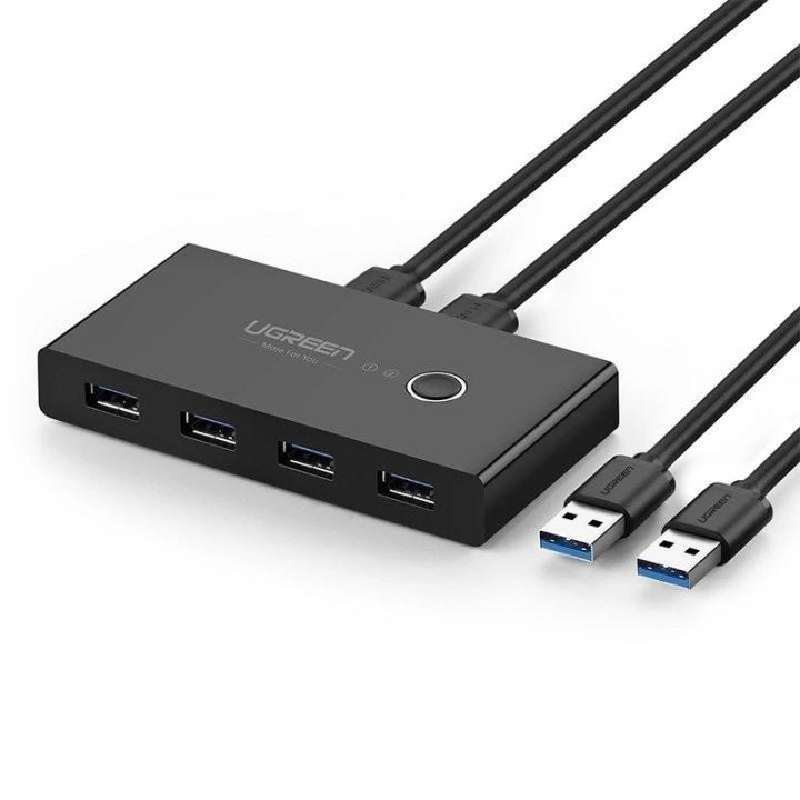 komutatoriaus dėžutė HUB komutatorius 4x USB 3.2 Gen 1 USB skirstytuvas dviem kompiuteriams, juodas (US216 30768)