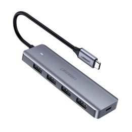 C tipo USB šakotuvas - 4x USB 3.2 Gen 1 su USB-C maitinimo prievadu, pilkos spalvos (CM219 70336)