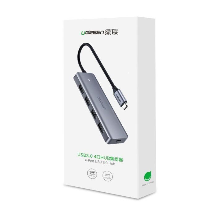 C tipo USB šakotuvas - 4x USB 3.2 Gen 1 su USB-C maitinimo prievadu, pilkos spalvos (CM219 70336)
