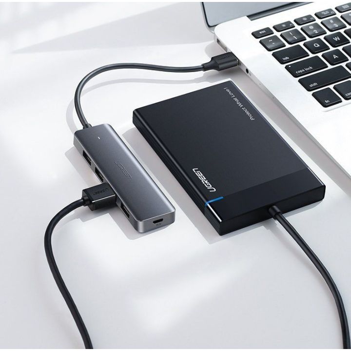C tipo USB šakotuvas - 4x USB 3.2 Gen 1 su USB-C maitinimo prievadu, pilkos spalvos (CM219 70336)