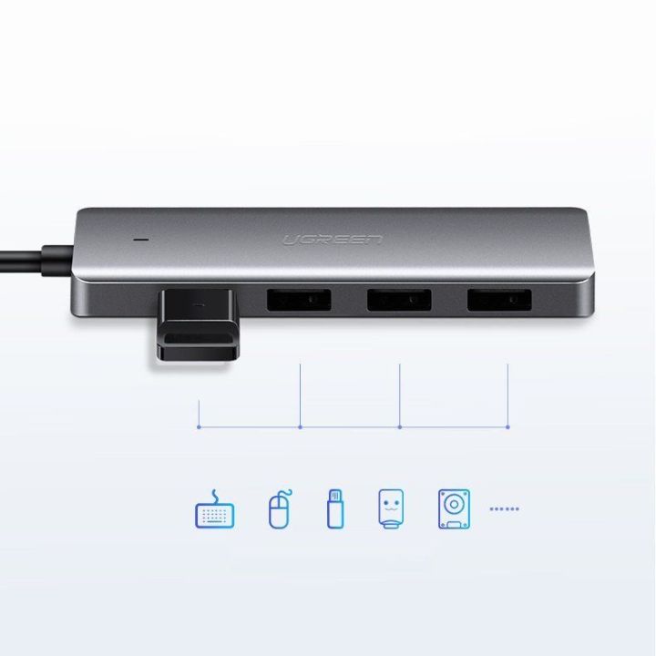 C tipo USB šakotuvas - 4x USB 3.2 Gen 1 su USB-C maitinimo prievadu, pilkos spalvos (CM219 70336)