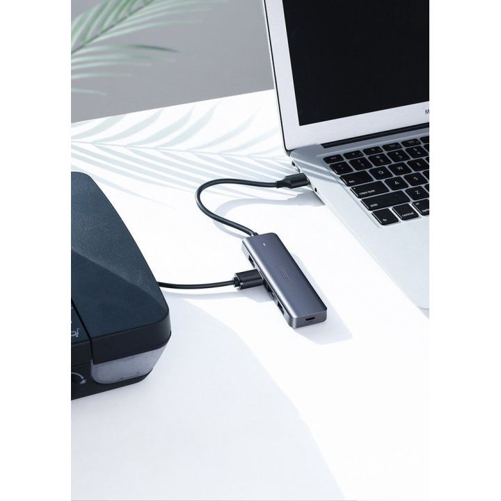 C tipo USB šakotuvas - 4x USB 3.2 Gen 1 su USB-C maitinimo prievadu, pilkos spalvos (CM219 70336)