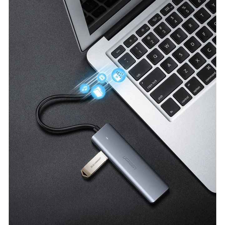 C tipo USB šakotuvas - 4x USB 3.2 Gen 1 su USB-C maitinimo prievadu, pilkos spalvos (CM219 70336)