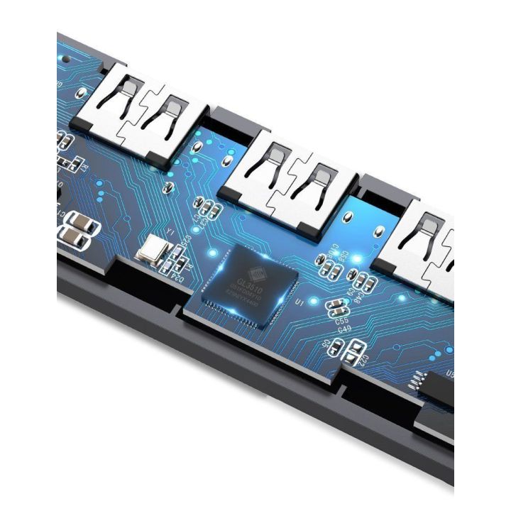 C tipo USB šakotuvas - 4x USB 3.2 Gen 1 su USB-C maitinimo prievadu, pilkos spalvos (CM219 70336)