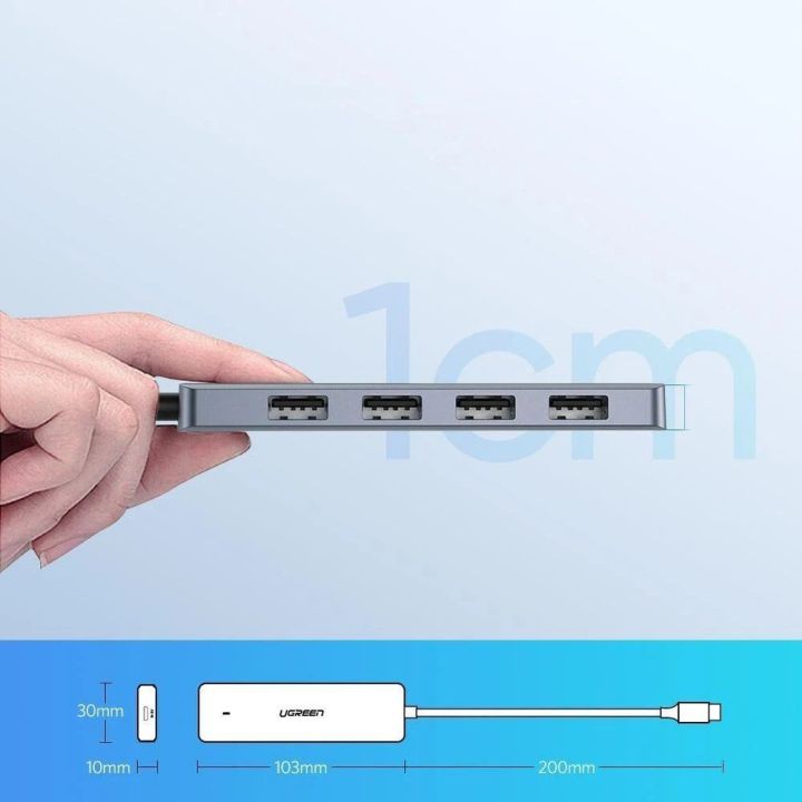 C tipo USB šakotuvas - 4x USB 3.2 Gen 1 su USB-C maitinimo prievadu, pilkos spalvos (CM219 70336)
