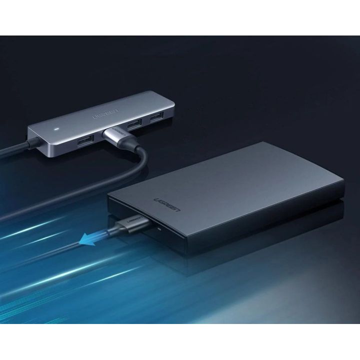 C tipo USB šakotuvas - 4x USB 3.2 Gen 1 su USB-C maitinimo prievadu, pilkos spalvos (CM219 70336)