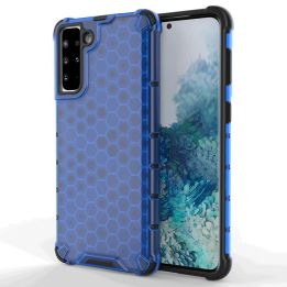Honeycomb korpuso šarvuotas dangtelis su TPU bamperiu, skirtas Samsung Galaxy S21+ 5G (S21 Plus 5G), mėlynas