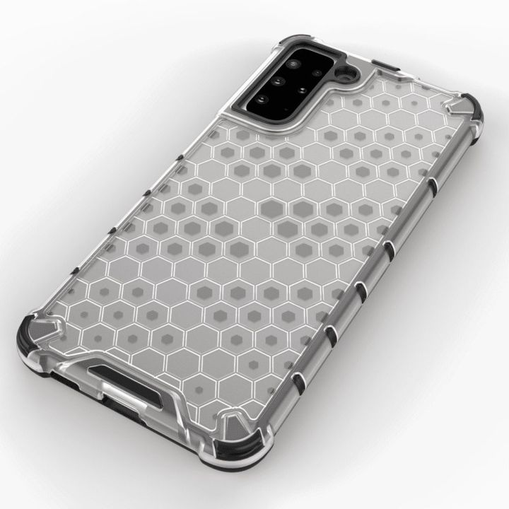 Honeycomb korpuso šarvuotas dangtelis su TPU bamperiu, skirtas Samsung Galaxy S21+ 5G (S21 Plus 5G), mėlynas