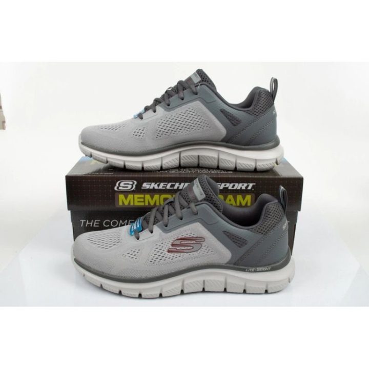 Vyriški sportbačiai su amortizuojančiu padu Skechers Track, pilki