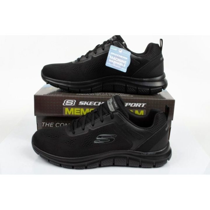 Vyriški sportbačiai su amortizuojančiu padu Skechers Track, juodi