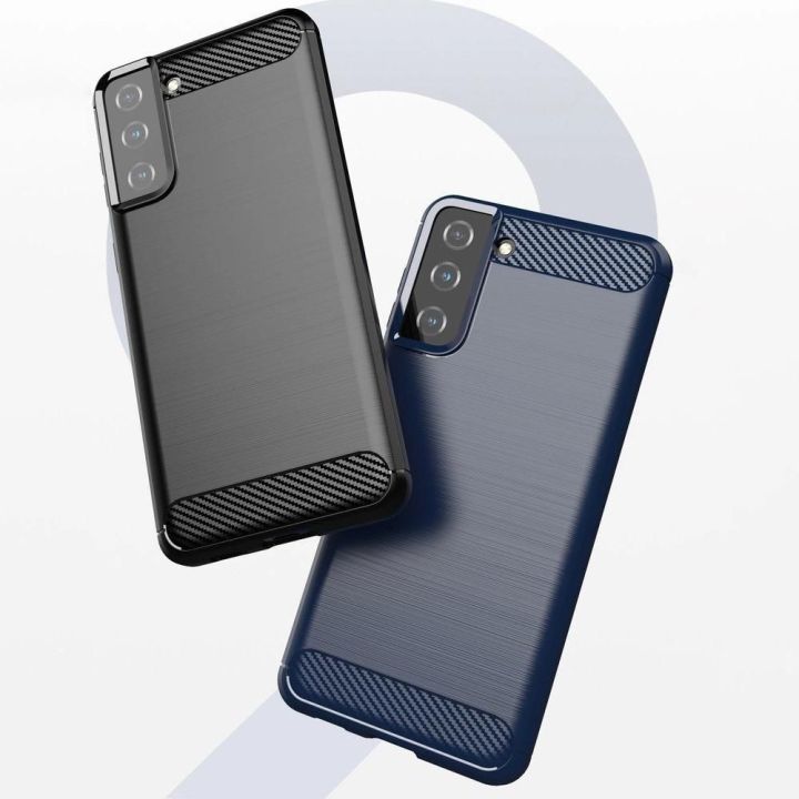 Carbon Case lankstus dangtelis TPU korpusas, skirtas Samsung Galaxy S21+ 5G (S21 Plus 5G), juodos spalvos