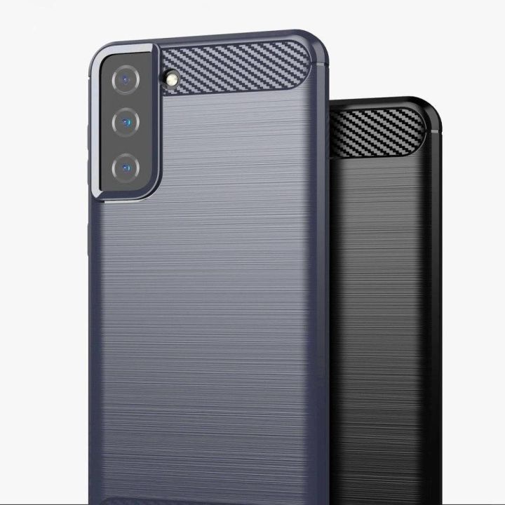 Carbon Case lankstus dangtelis TPU korpusas, skirtas Samsung Galaxy S21+ 5G (S21 Plus 5G), juodos spalvos