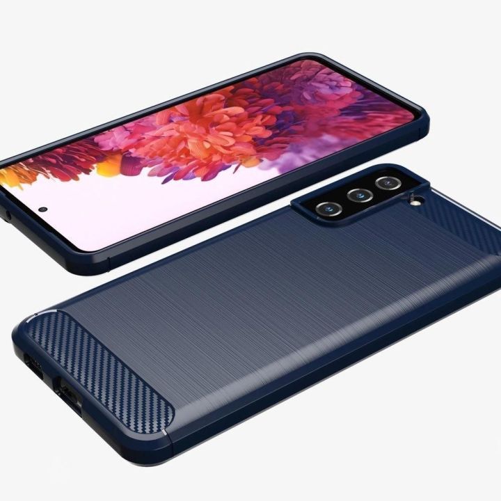Carbon Case lankstus dangtelis TPU korpusas, skirtas Samsung Galaxy S21+ 5G (S21 Plus 5G), mėlynas