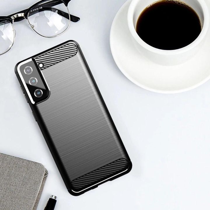 Carbon Case lankstus dangtelis TPU korpusas, skirtas Samsung Galaxy S21+ 5G (S21 Plus 5G), mėlynas